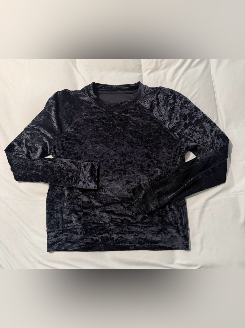 lululemon Warm Down Crew *Crushed Velvet Long Sleeve Velvet Top in Black Size 8